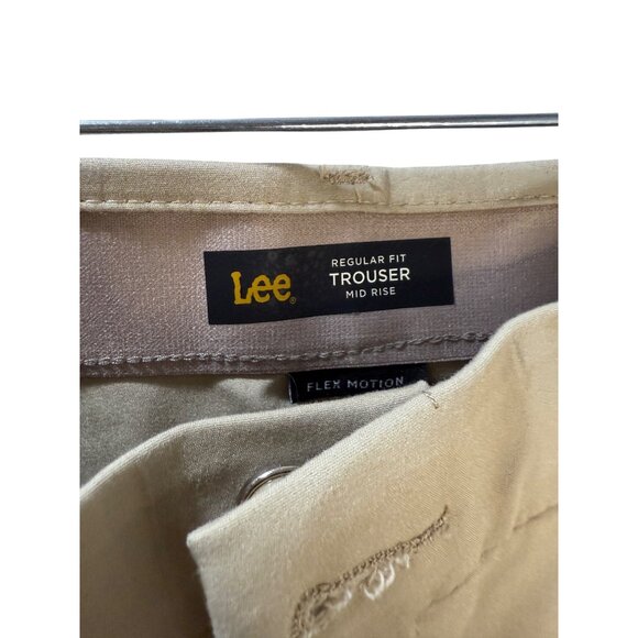 Lee Womens Regular Fit Flex Motion‎ Trouser Mid Rise Khaki Pants Size 6 - Picture 4 of 12